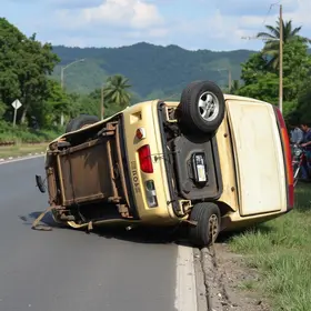 carro capotou na PR-486