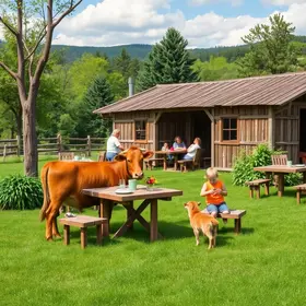 restaurantes rurais com animais e área verde para as crianças