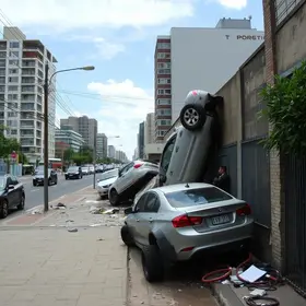 calçada cede na zona norte de Porto Alegre